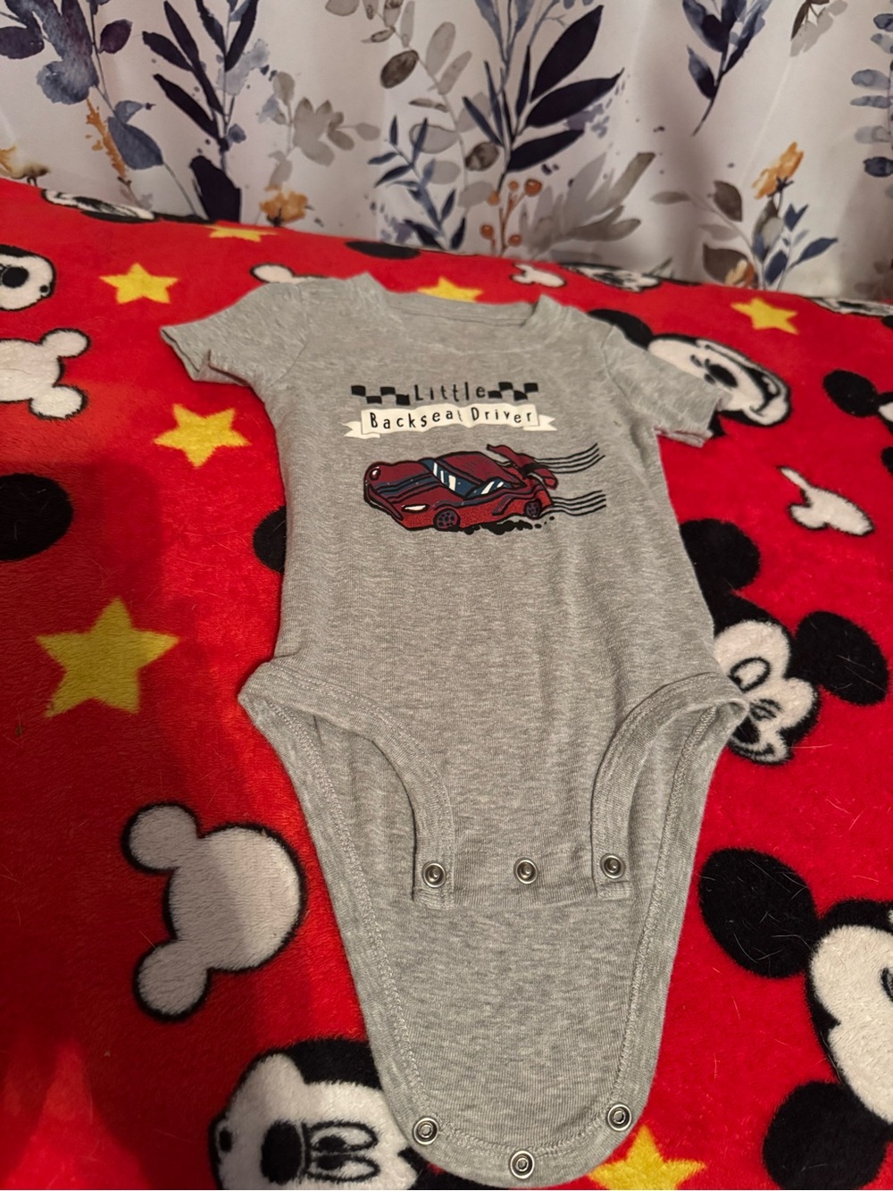 Little Backseat Driver Grey Baby One-Piece Size 18 Months C5